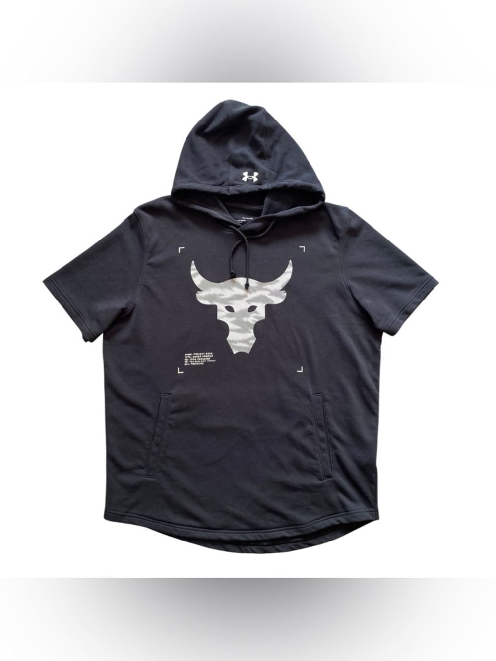 Under Armour Project Rock Hoodie Mens XL Short Sleeve Terry Gym Black